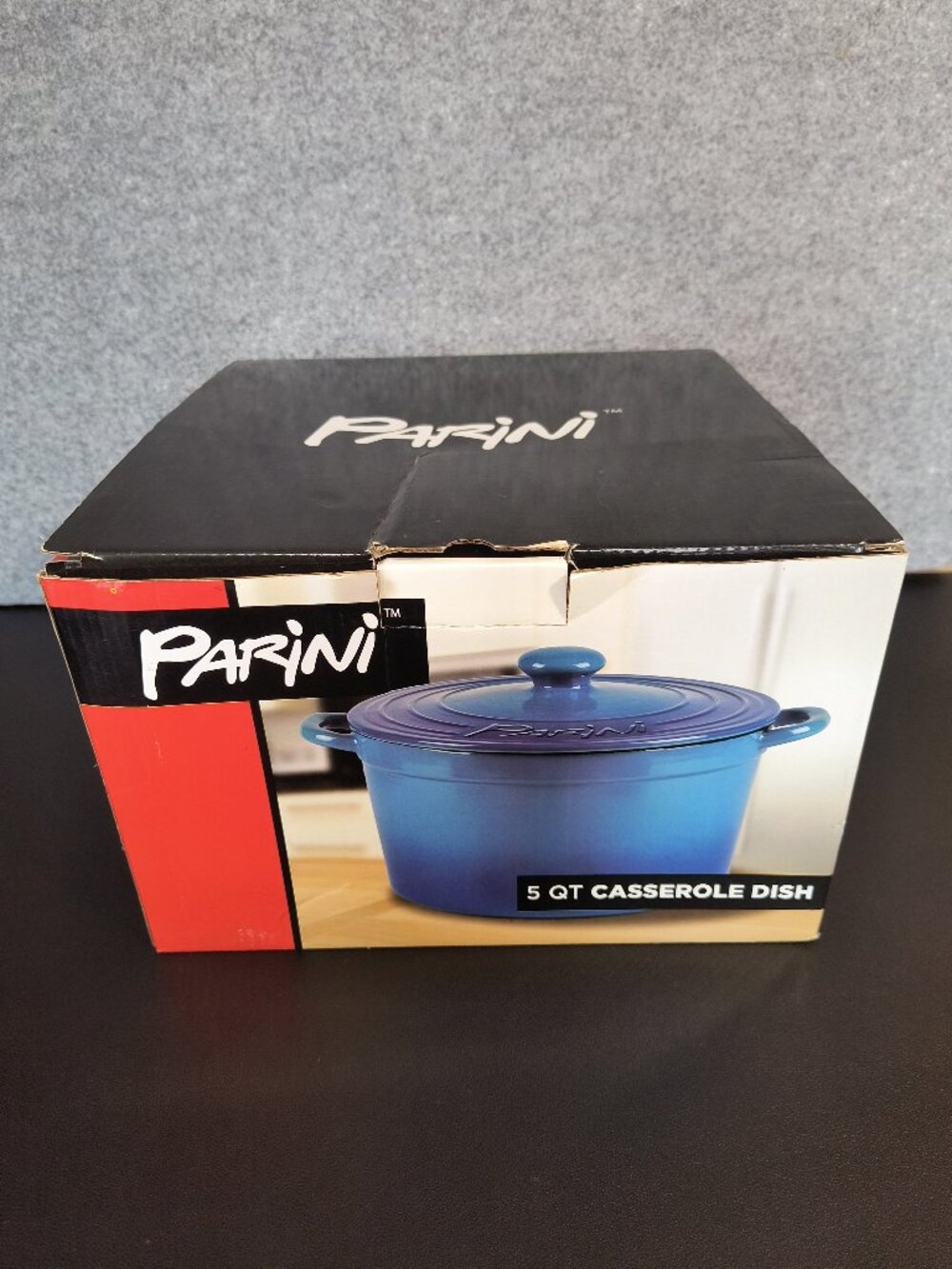 Parini 5 Qt Stoneware Casserole Dish w/ Lid Blue Ombre New in Box
